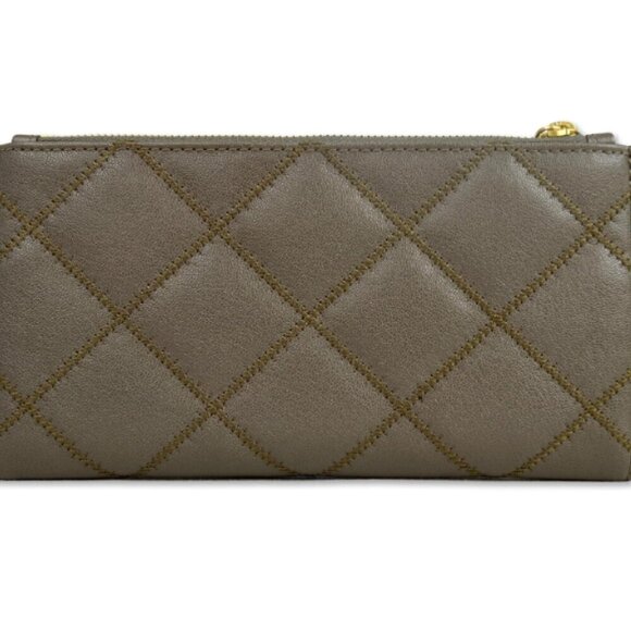 NWT! New!Tory Burch Willa Envelope Bi-fold handle Slim Wallet -Leather -Grey - Picture 4 of 5